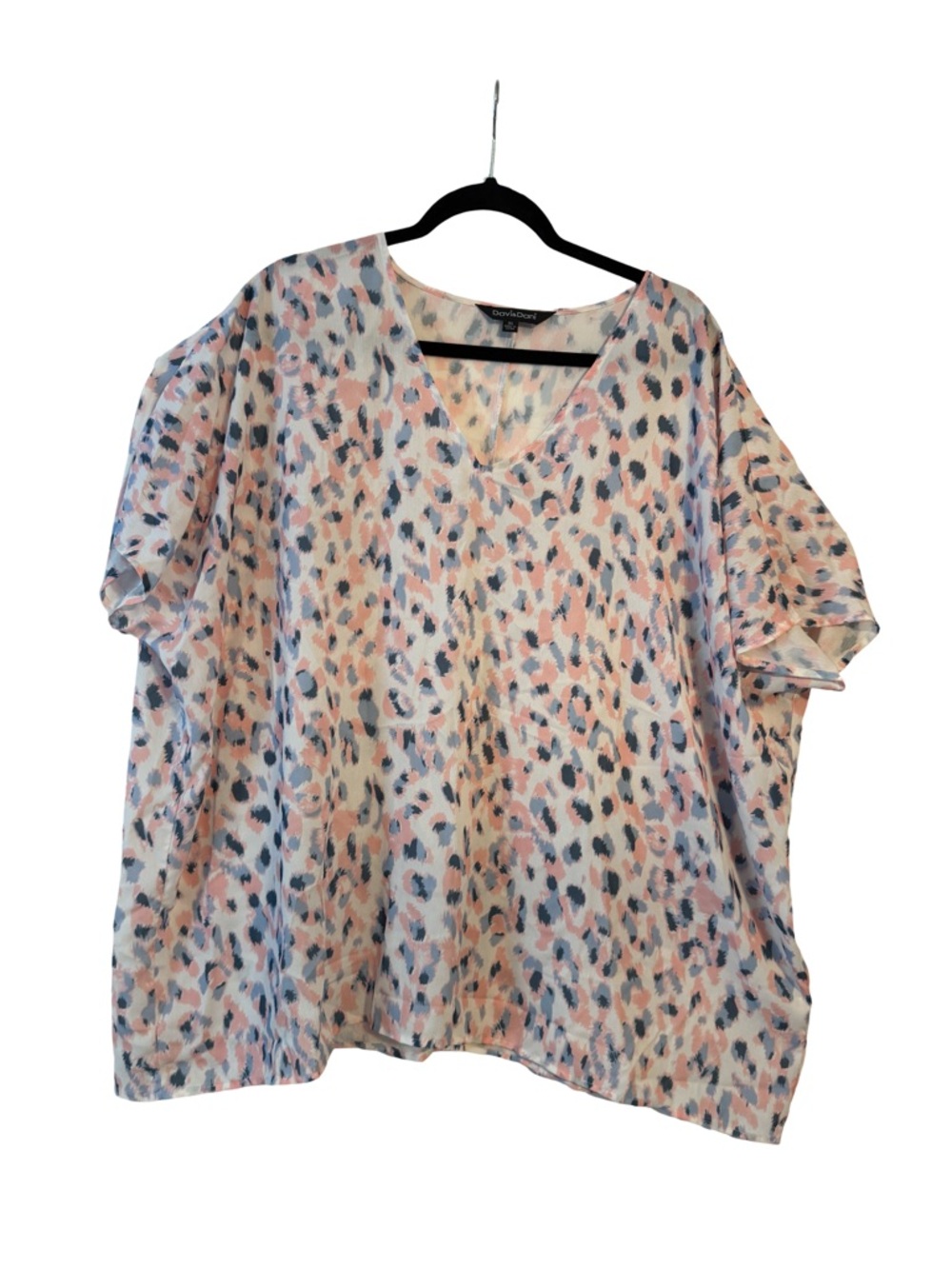 DAVI & DANI V-Neck Animal Print Tunic - Pink & Blue